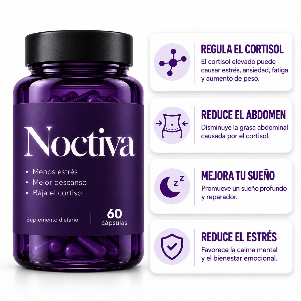 Noctiva® - Reducí el estrés, bajá el cortisol y descansa mejor.