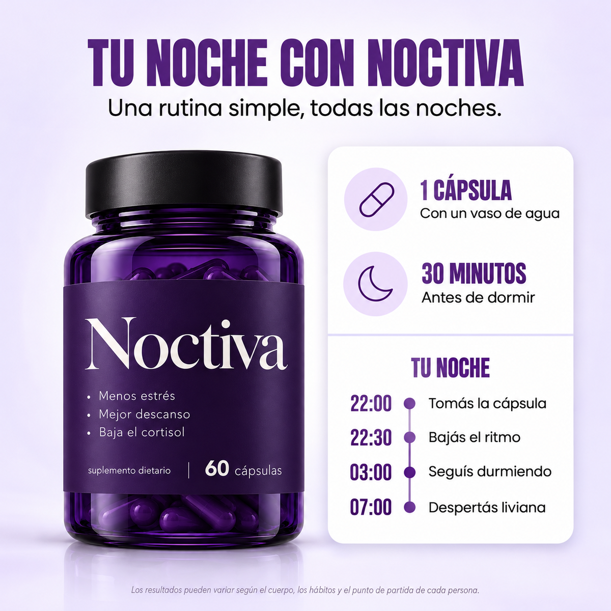 Noctiva® - Reducí el estrés, bajá el cortisol y descansa mejor.